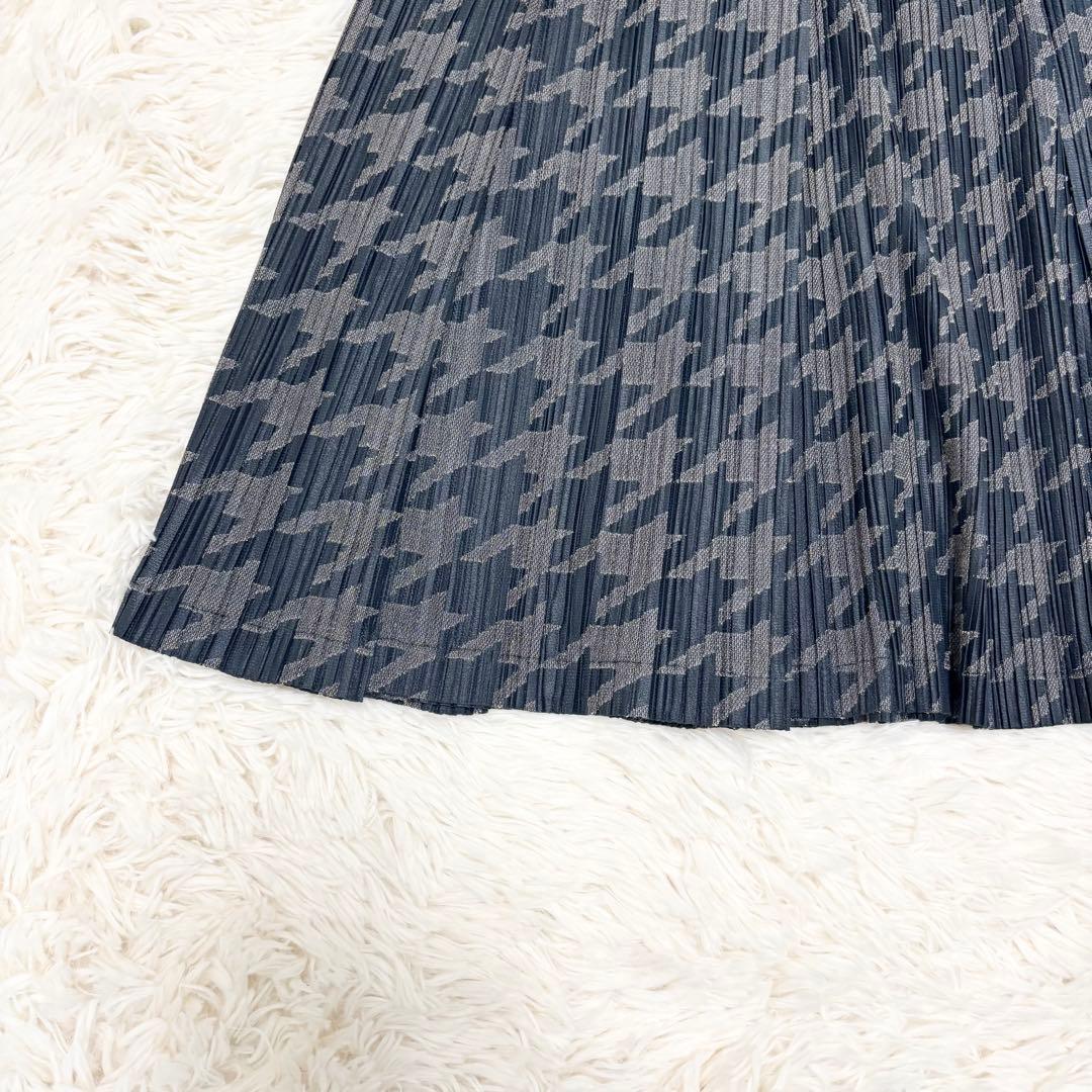 美品 プリーツプリーズ 千鳥格子 プリーツスカート グレー サイズ3