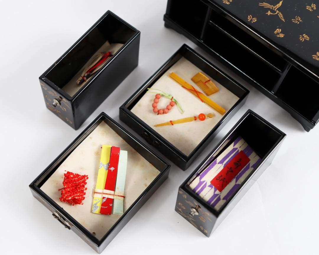 雛道具 京人形 田中彌 蝶鳥蒔絵 鏡台 針箱 京都 田中弥 共箱