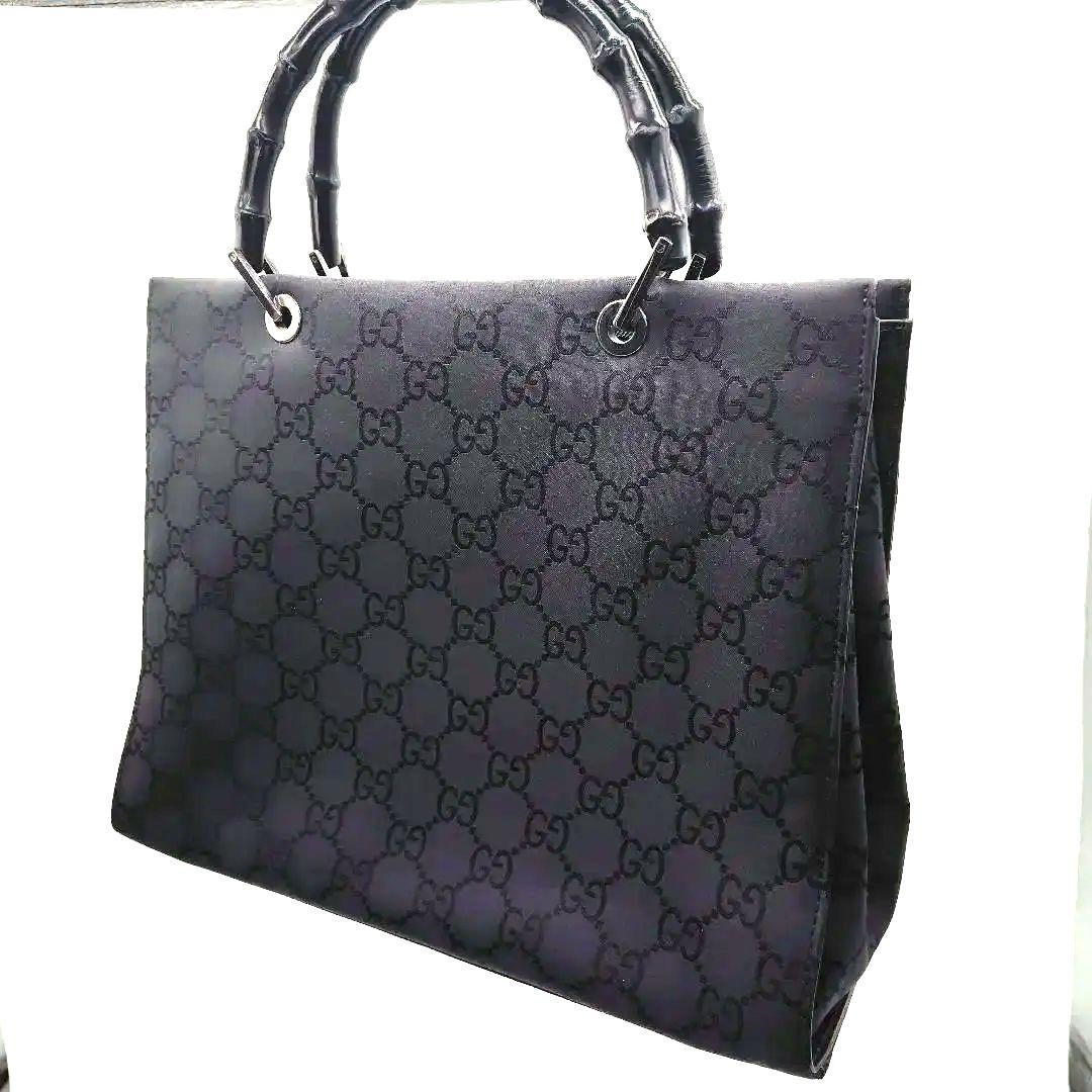 Gucci 　グッチ　GGパターン　バンブー 　ハンドバッグ 黒