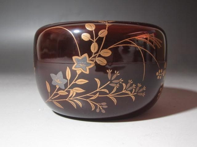 ☆ 宗陽 春桜草花蒔絵 平棗 裏千家 十五代 鵬雲斎