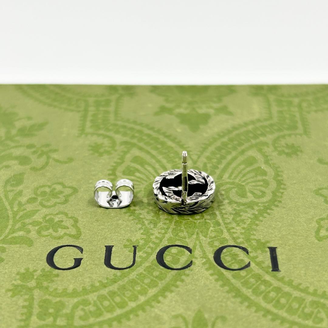 美品✨ グッチ GUCCI ピアス アラベスク インターロッキング G 燻 片耳