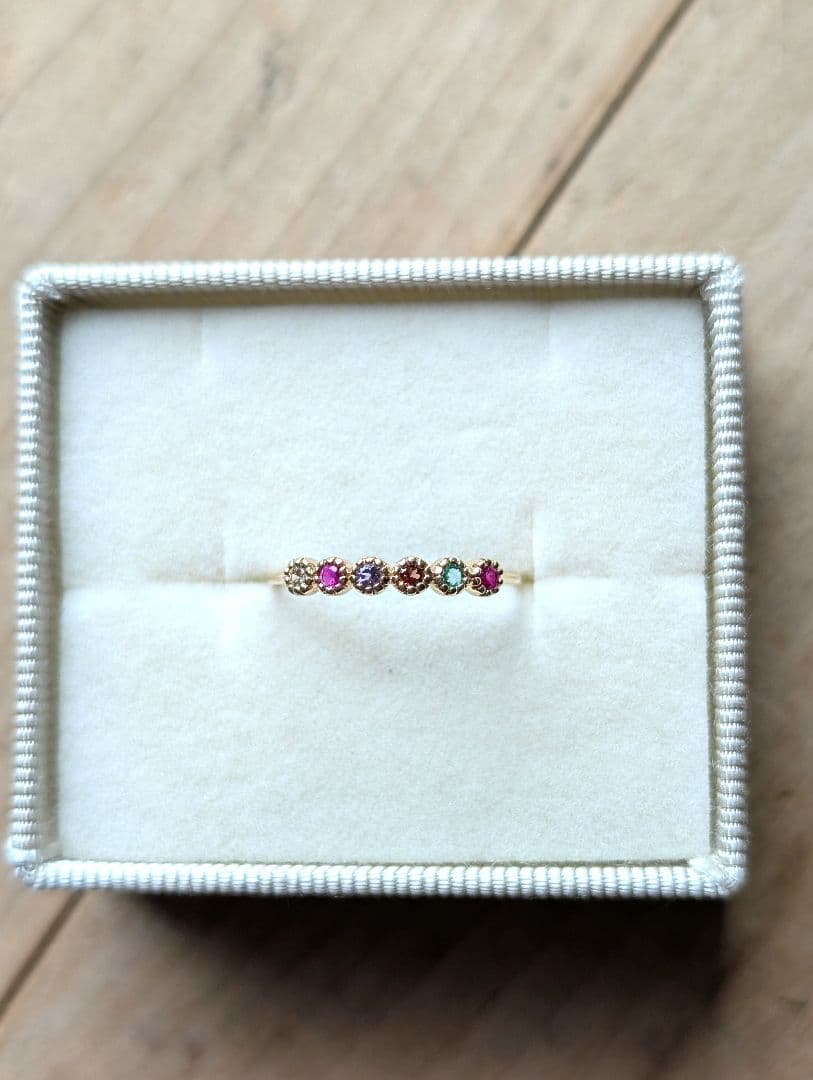 【美品】15号 BLOOM k10 イエローゴールド マルチカラー リング