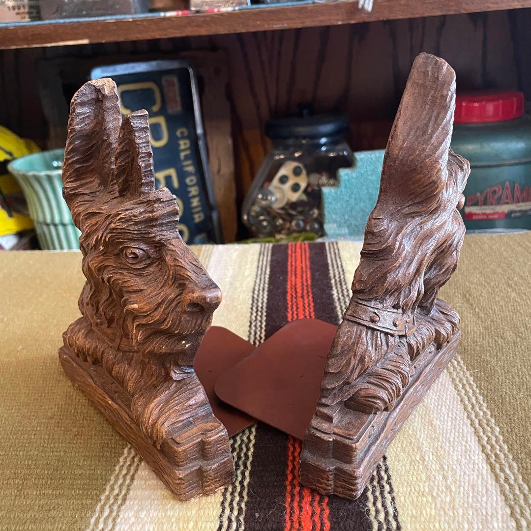 希少品！50s〜60s DOGアメリカアンティーク 犬のブックエンド置物USA