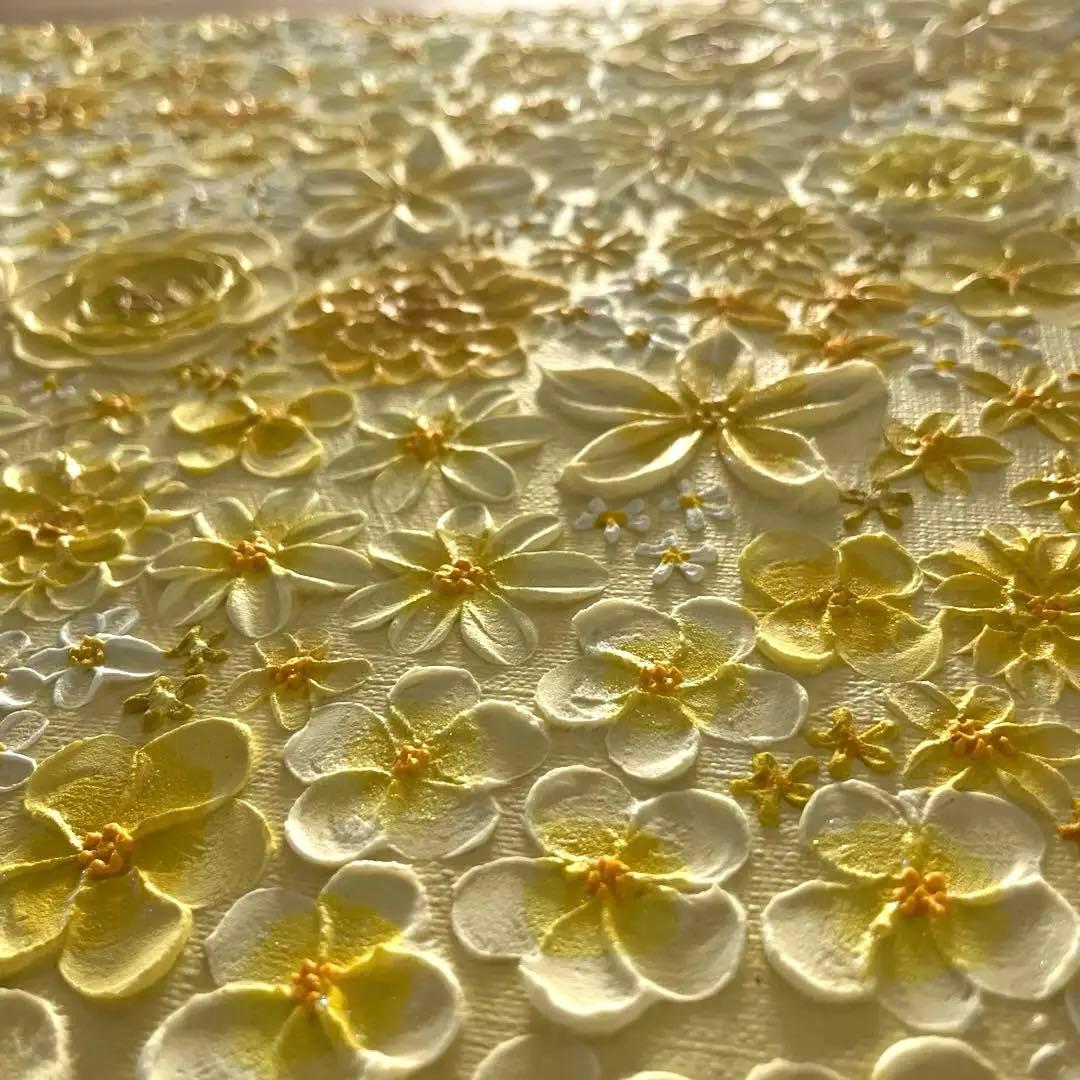 フラワーアート 黄色 黄色の絵 黄色絵画 花柄花の絵 イエロー yellow