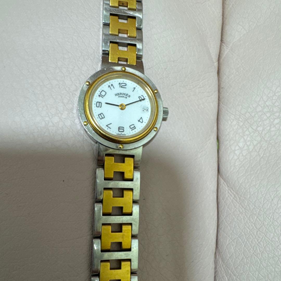 HERMES アナログ時計 ホワイト/ゴールド/シルバー - メルカリ