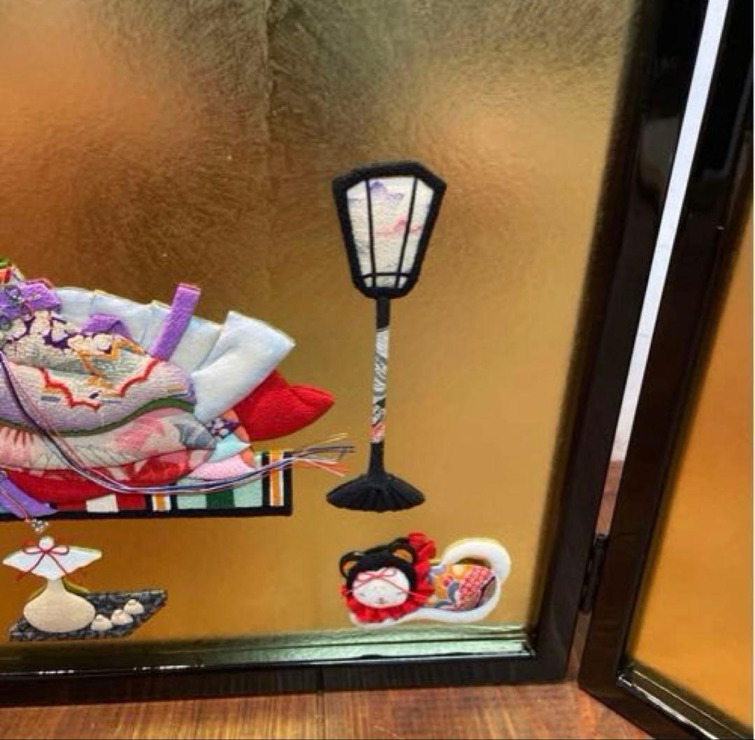 美品　押絵びな　江戸ちりめん　三枚屏風　お雛様　ひな祭り