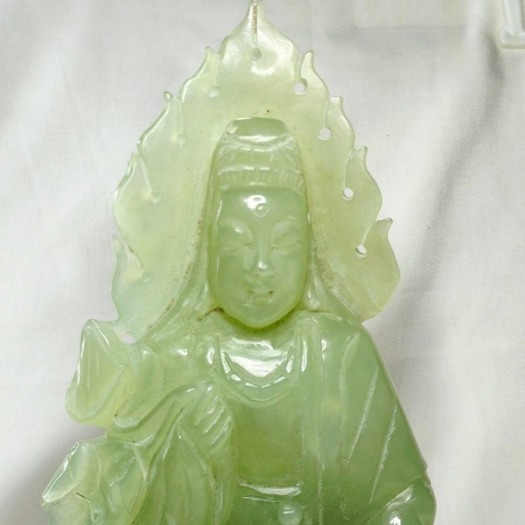 中国骨董 玉観音 天然石 手彫り 仏教美術 コレクター放出 風水グッズ