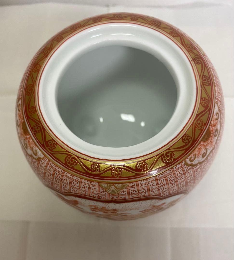 九谷武山」 福島武山 赤絵細密画 人物・鳳凰・山水図三ツ足香炉