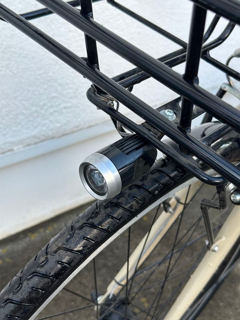 【バキ】美品 あさひ オフィスプレスN 前カゴ付 クロスバイク ベージュ