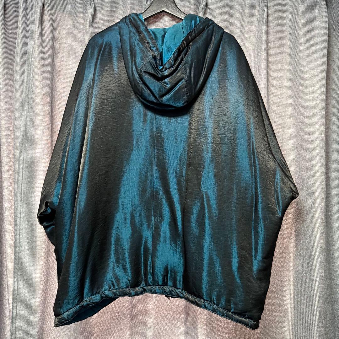 【美品】ユーロビンテージ タマムシ色 ギミック フード付きパデッドコート