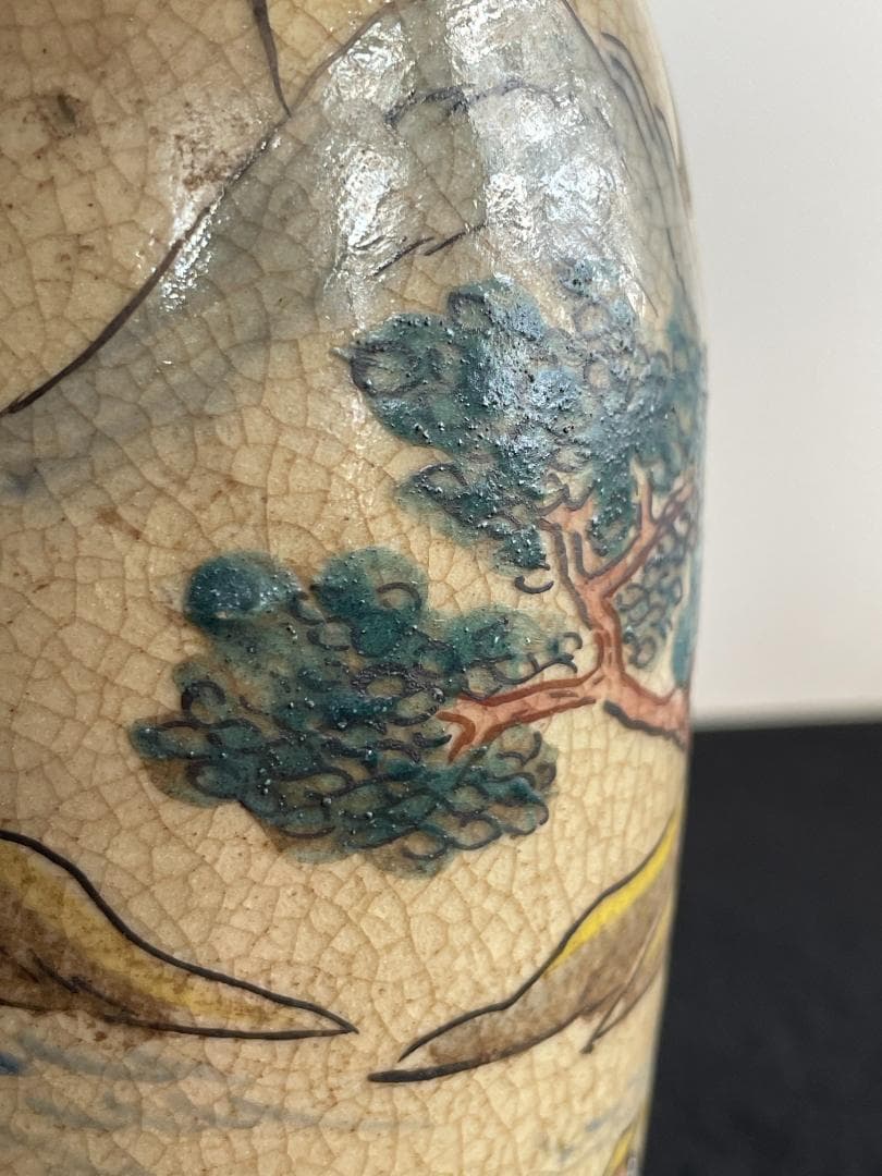 青木木米 京焼 徳利 酒器 花入 山水図 時代物 古陶磁 旧家