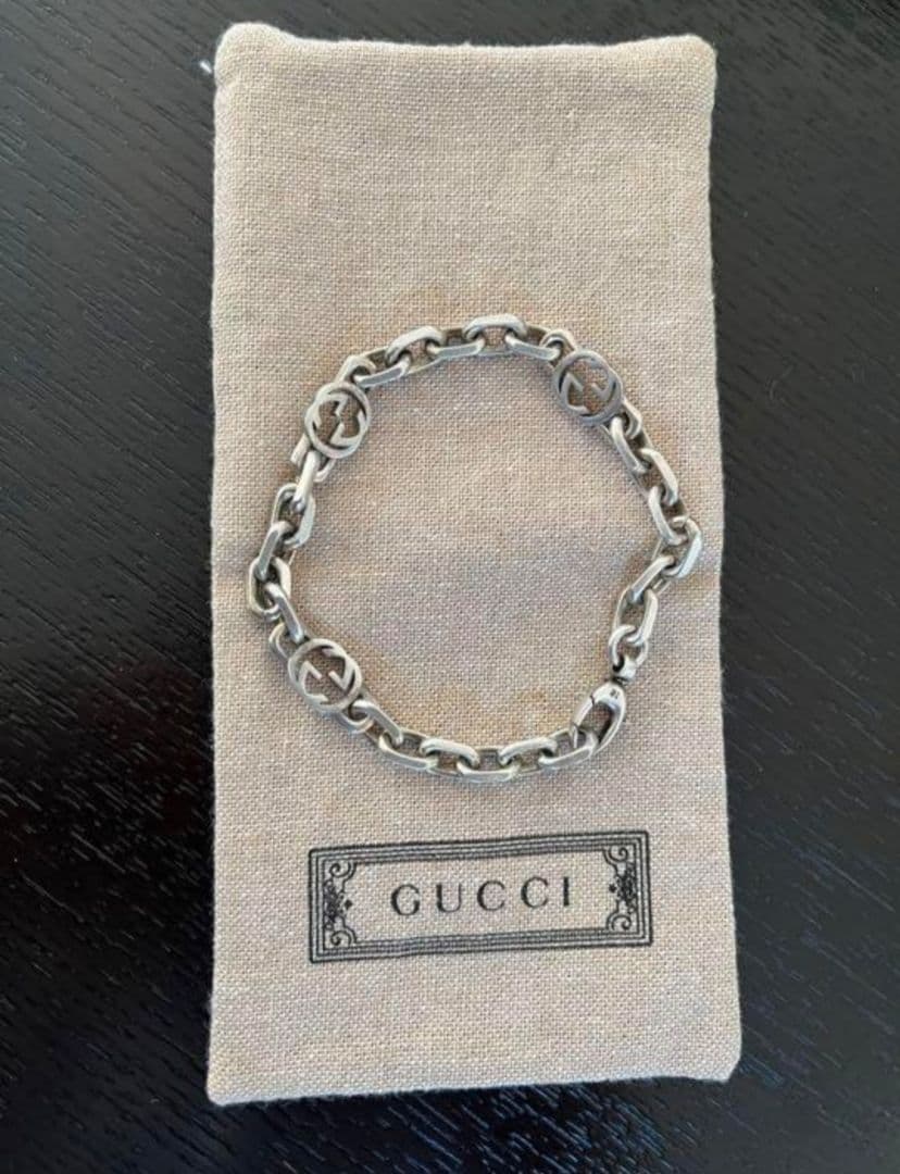 GUCCI グッチ インターロッキング G シルバー ブレスレット サイズ18