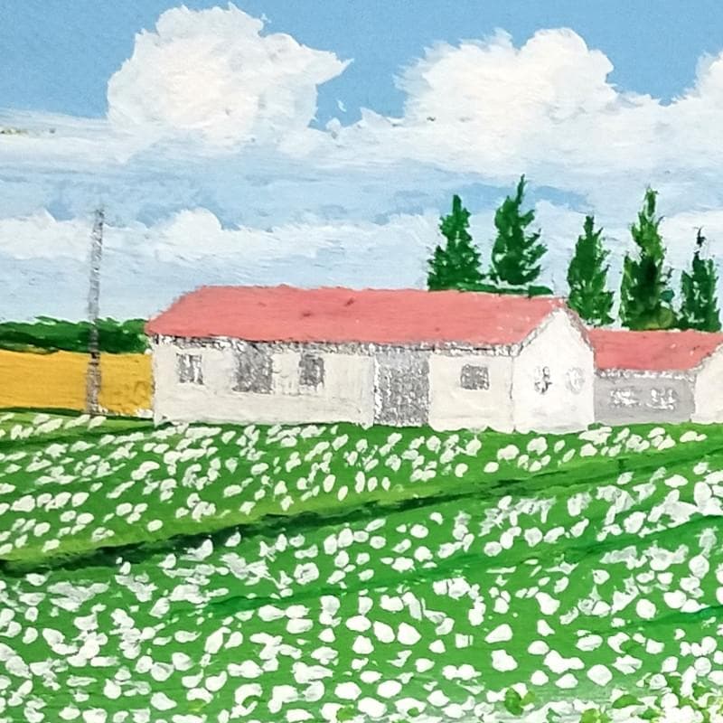 ☆伊藤正一☆「ジャガイモの花と麦畑」アクリル画　サイズSM　新品！