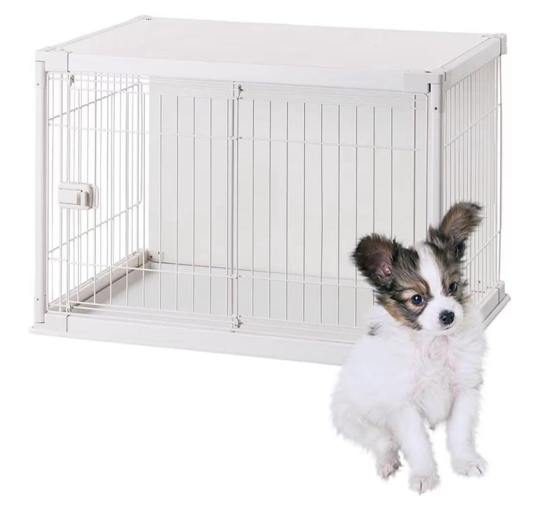 犬用ケージ ホワイト 木製天板 ペットケージ ウッディサークル