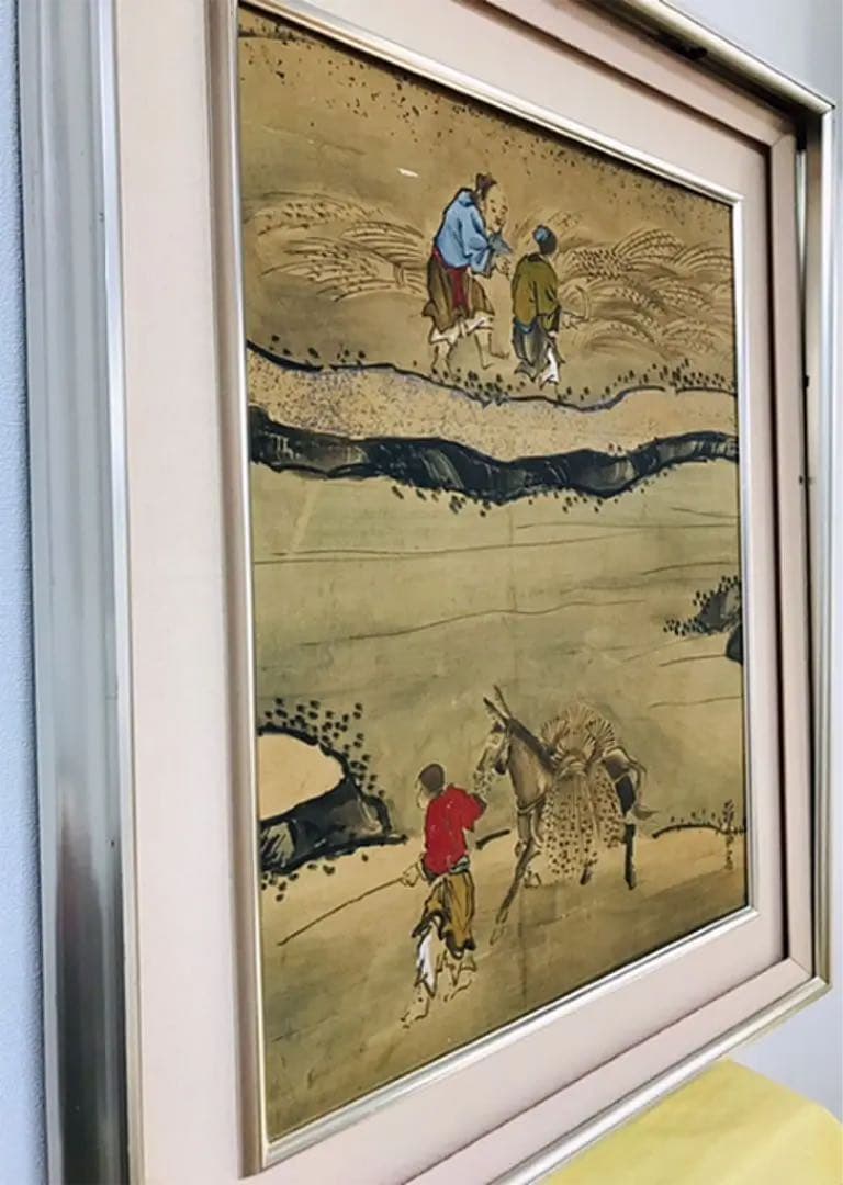 黒田稲皐『農耕図』日本画 和紙 まくり 原画 約10号 真作保証