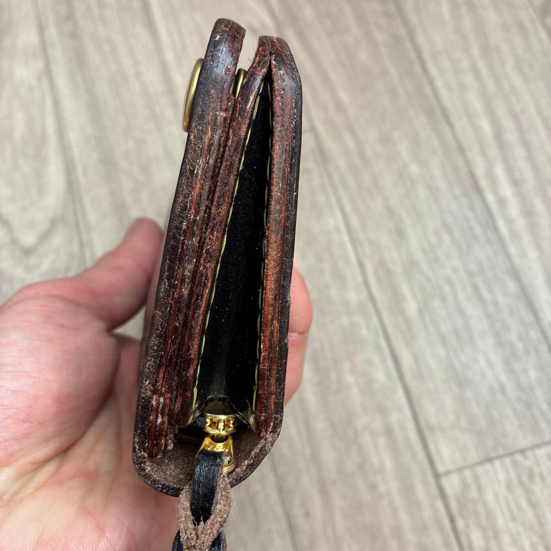 【茶芯ブラック】　クロムエクセル　ミドルトラッカーウォレット　真鍮