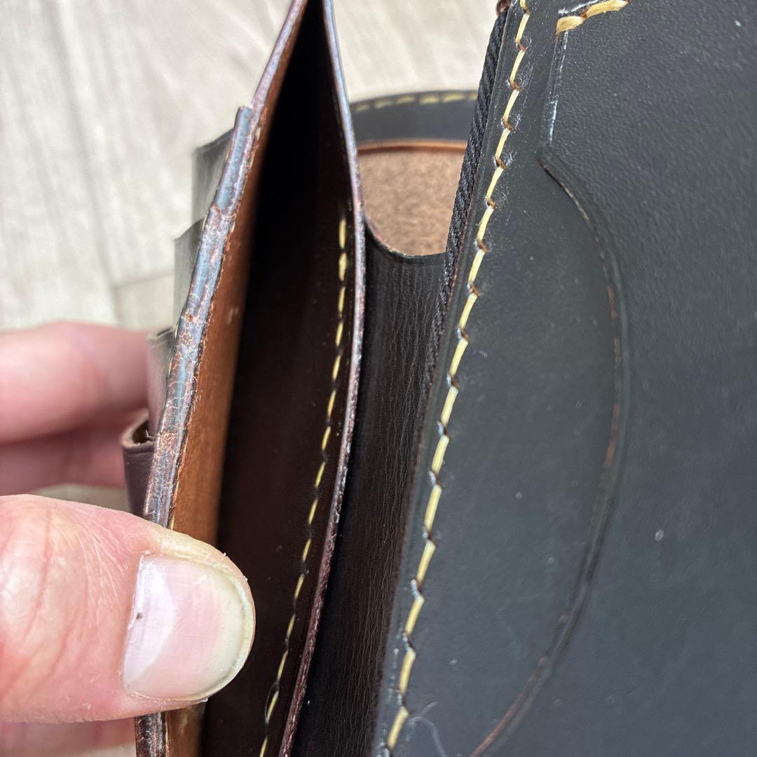 【茶芯ブラック】　クロムエクセル　ミドルトラッカーウォレット　真鍮