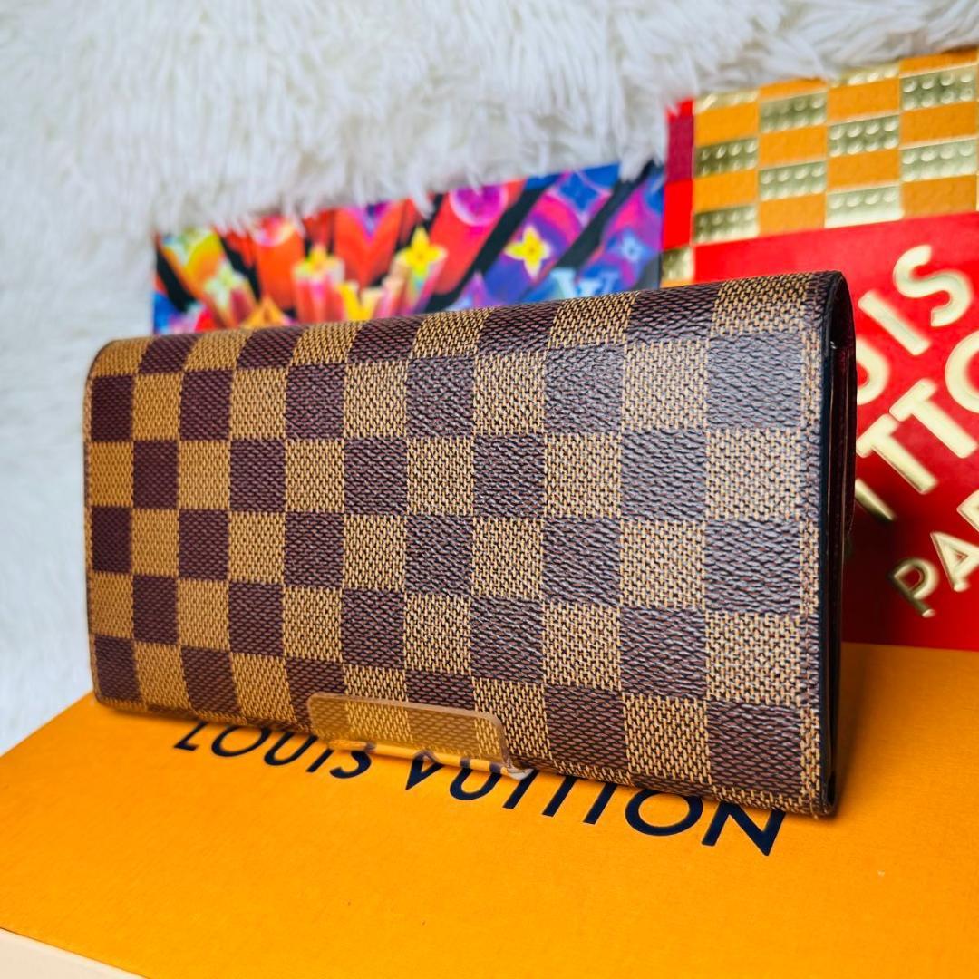 【セール中！】ルイヴィトン ダミエ ポルトフォイユエミリー ルージュ 長財布 赤