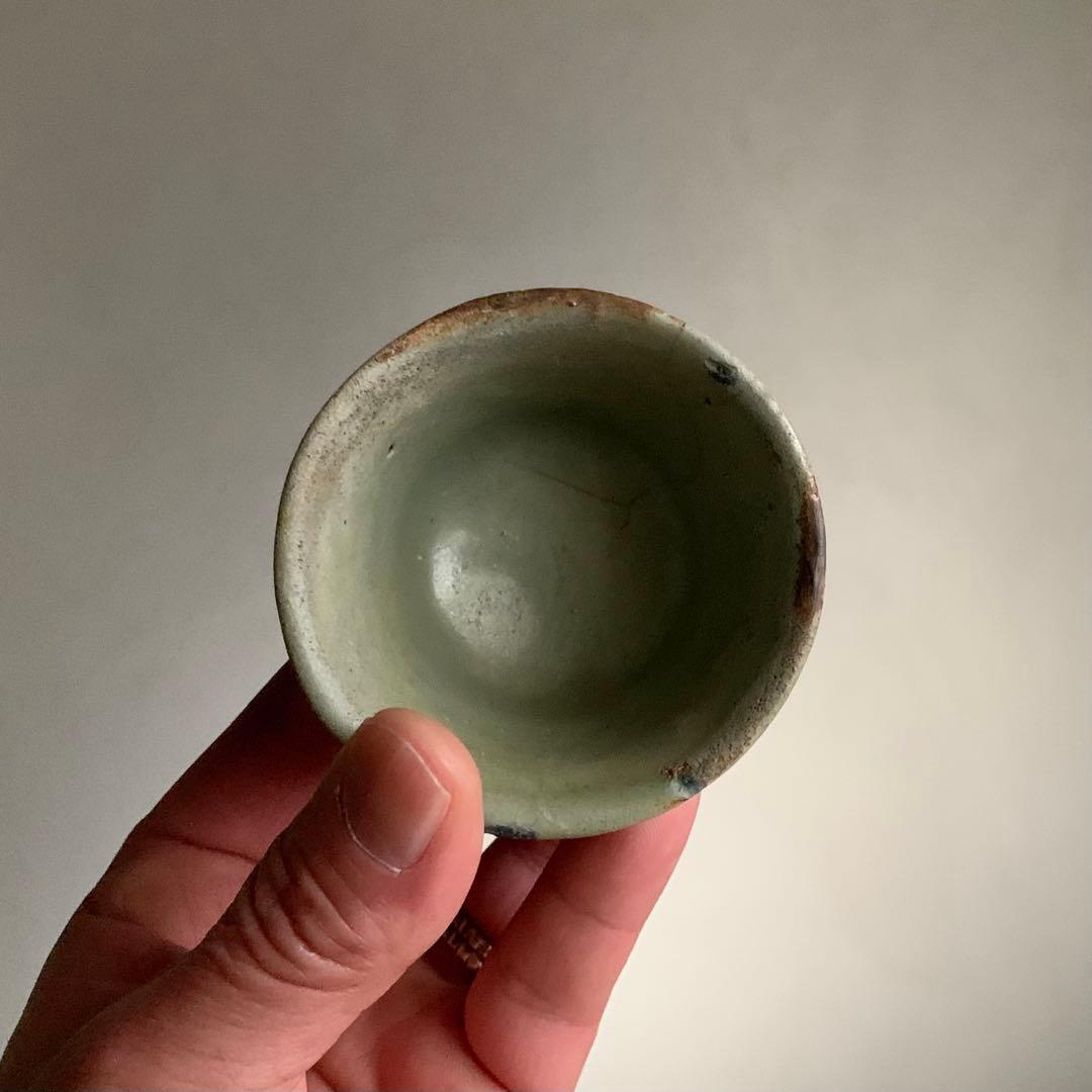 七官青磁 筒盃 ちょこ ぐい呑み 明朝期 古美術 中国美術 古道具