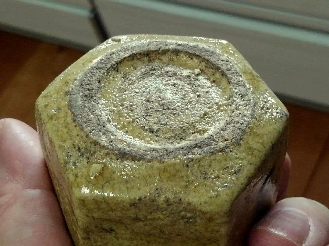 ♥美濃焼 黄瀬戸 六角盃 桐箱付き ぐい飲み ぐい吞み 骨董品