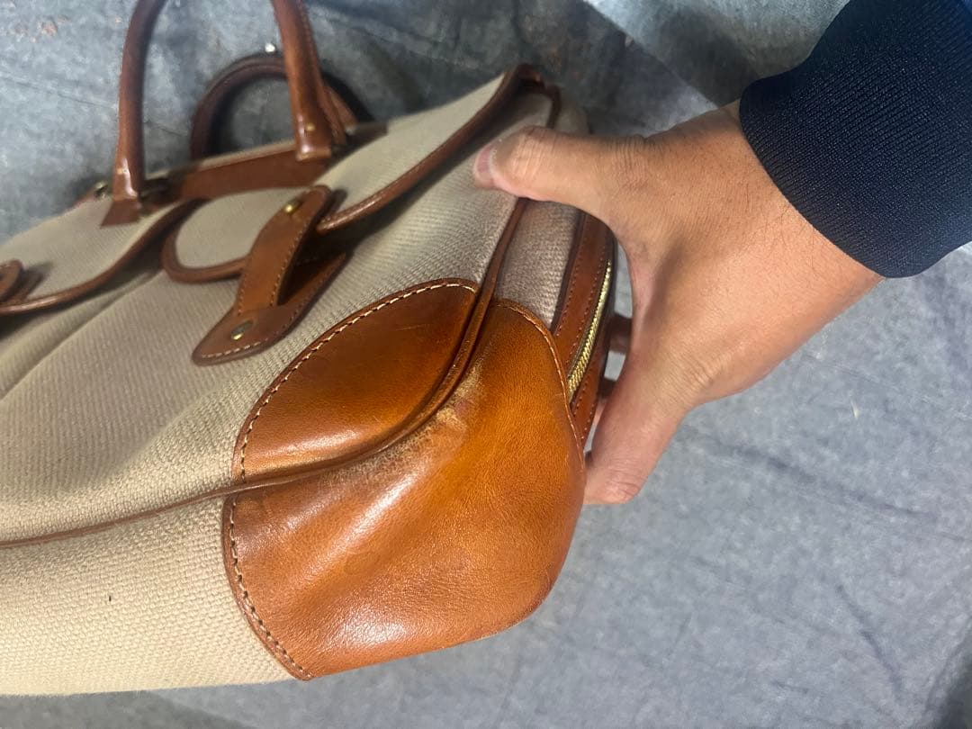 万双 ブリーフケース キャンバス×レザー 2室 廃盤 希少 ビジネスバッグ