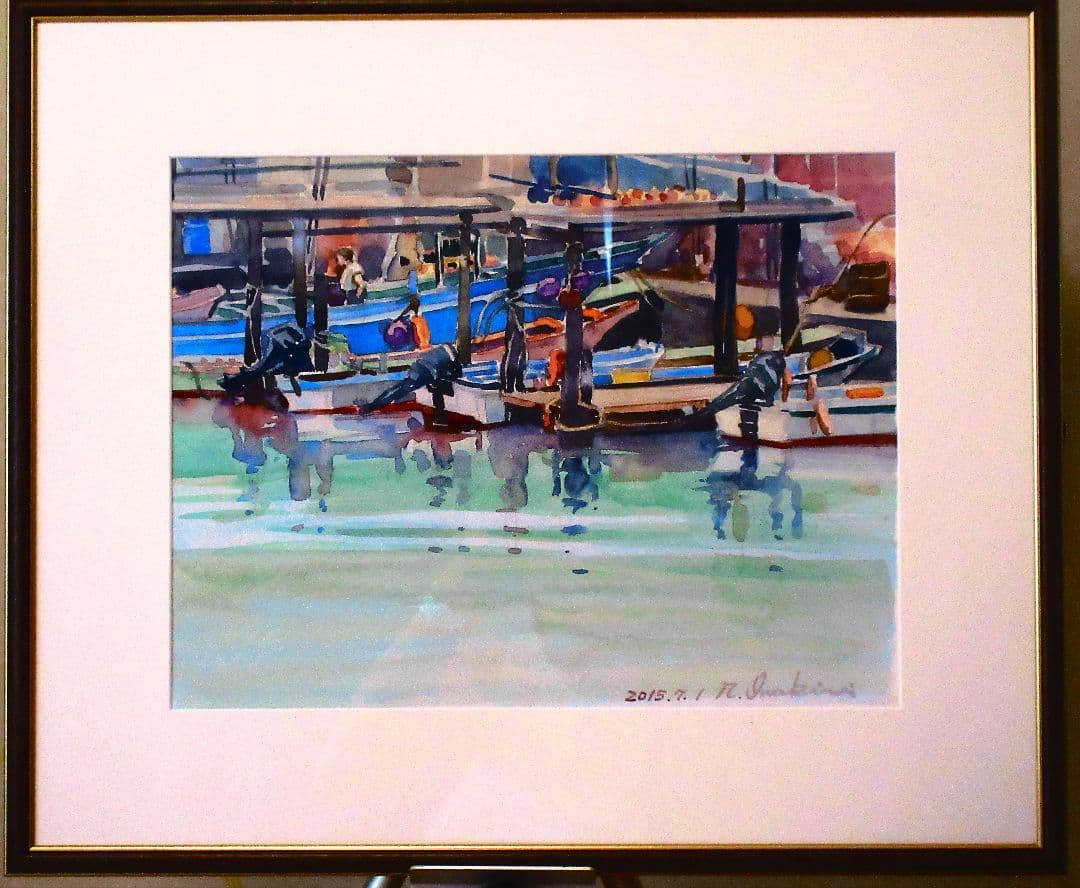釣り船屋 水彩画 2015年 F6サイズ原画