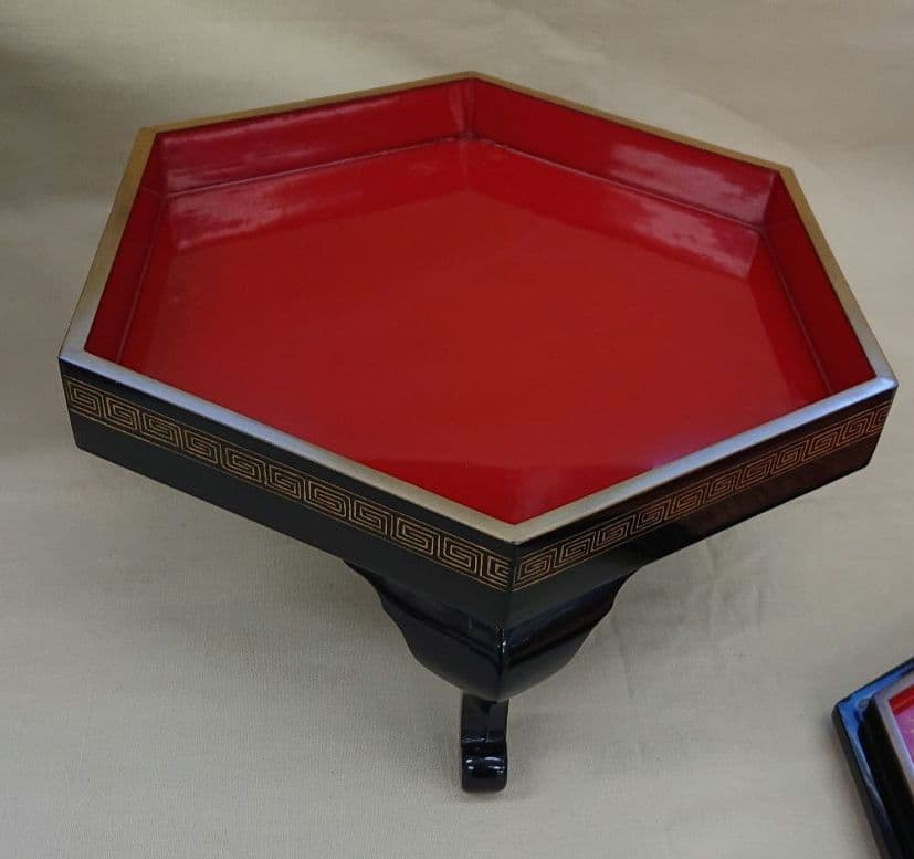 茶道具沈金六角重