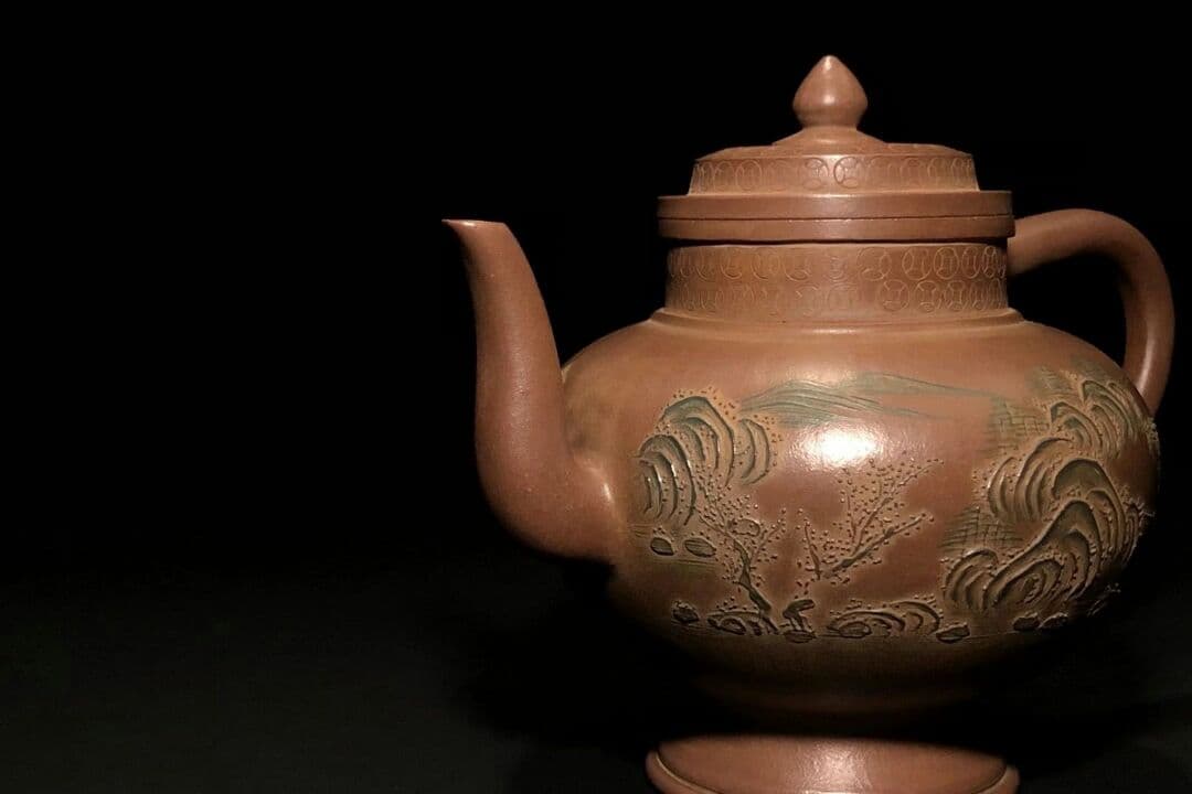 鉄画軒 清代 紫泥急須 梅之図 紫砂壷 茶壷 古玩