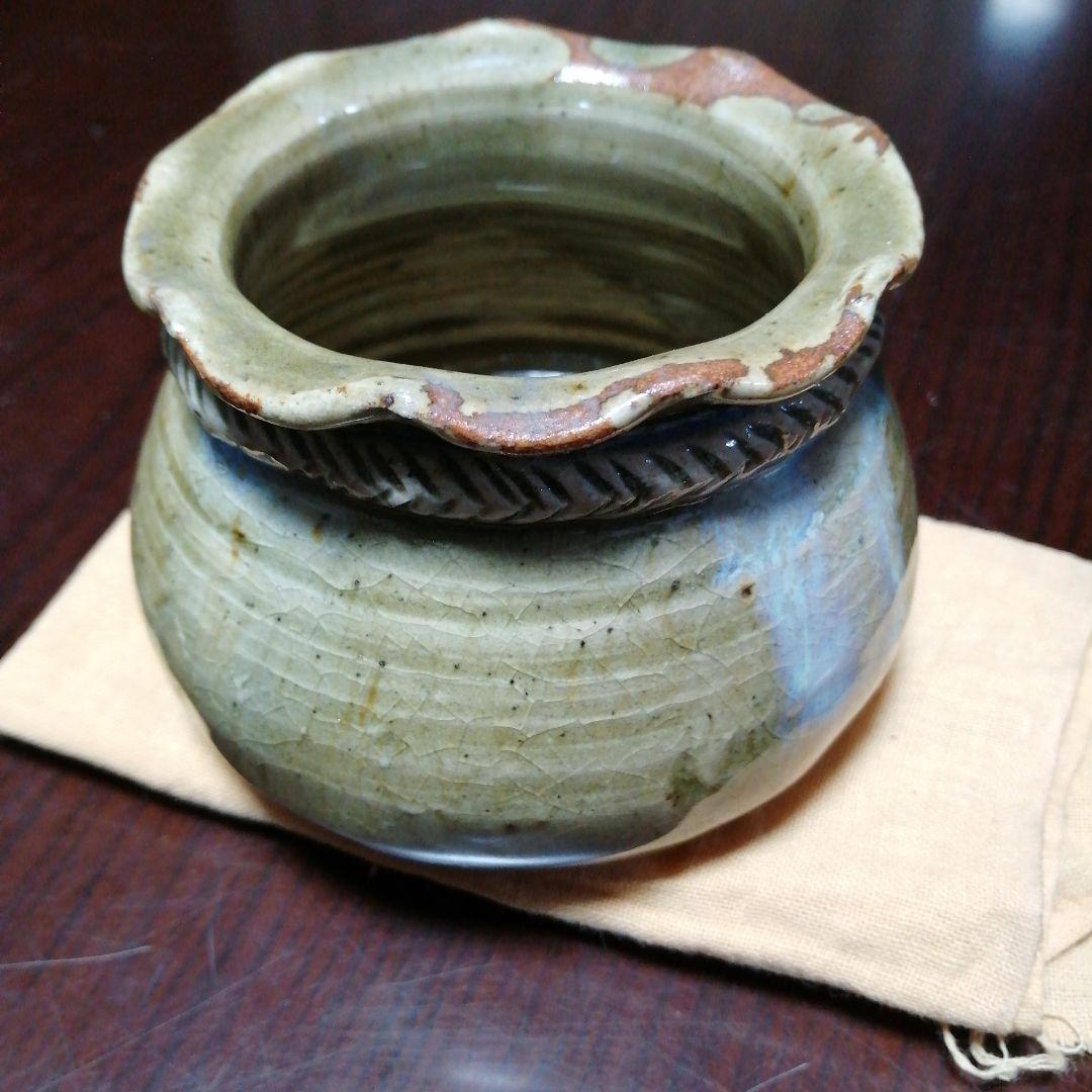 瀬戸焼 加藤春岱 宝袋形建水 12cm 江戸後期〜明治期
