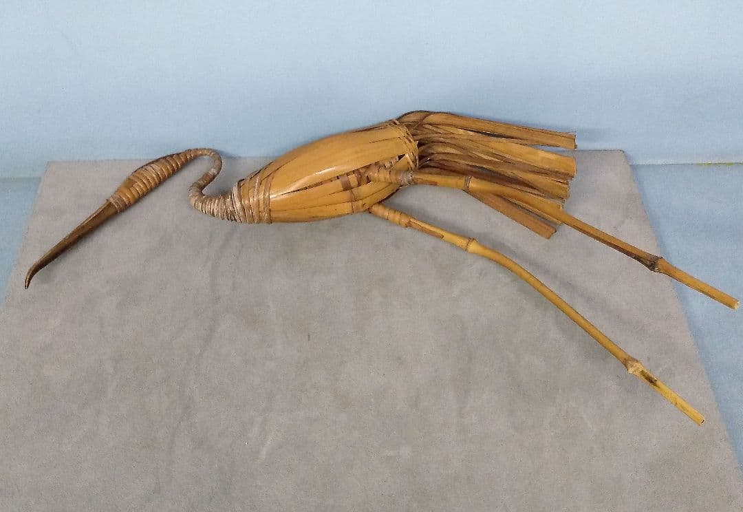 ☆希少！ 竹細工 竹工芸 【鶴亀】 花生け 天然記念物 虎斑竹/虎竹 竹虎