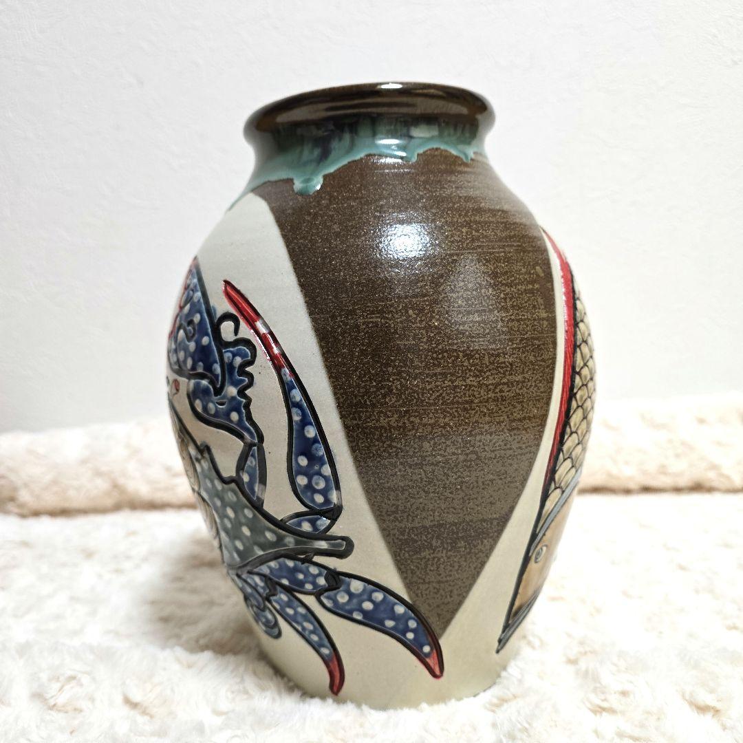 ⑧宮城三成 大壺 魚紋 蟹紋 囲 やちむん 人間国宝 孫 - メルカリ