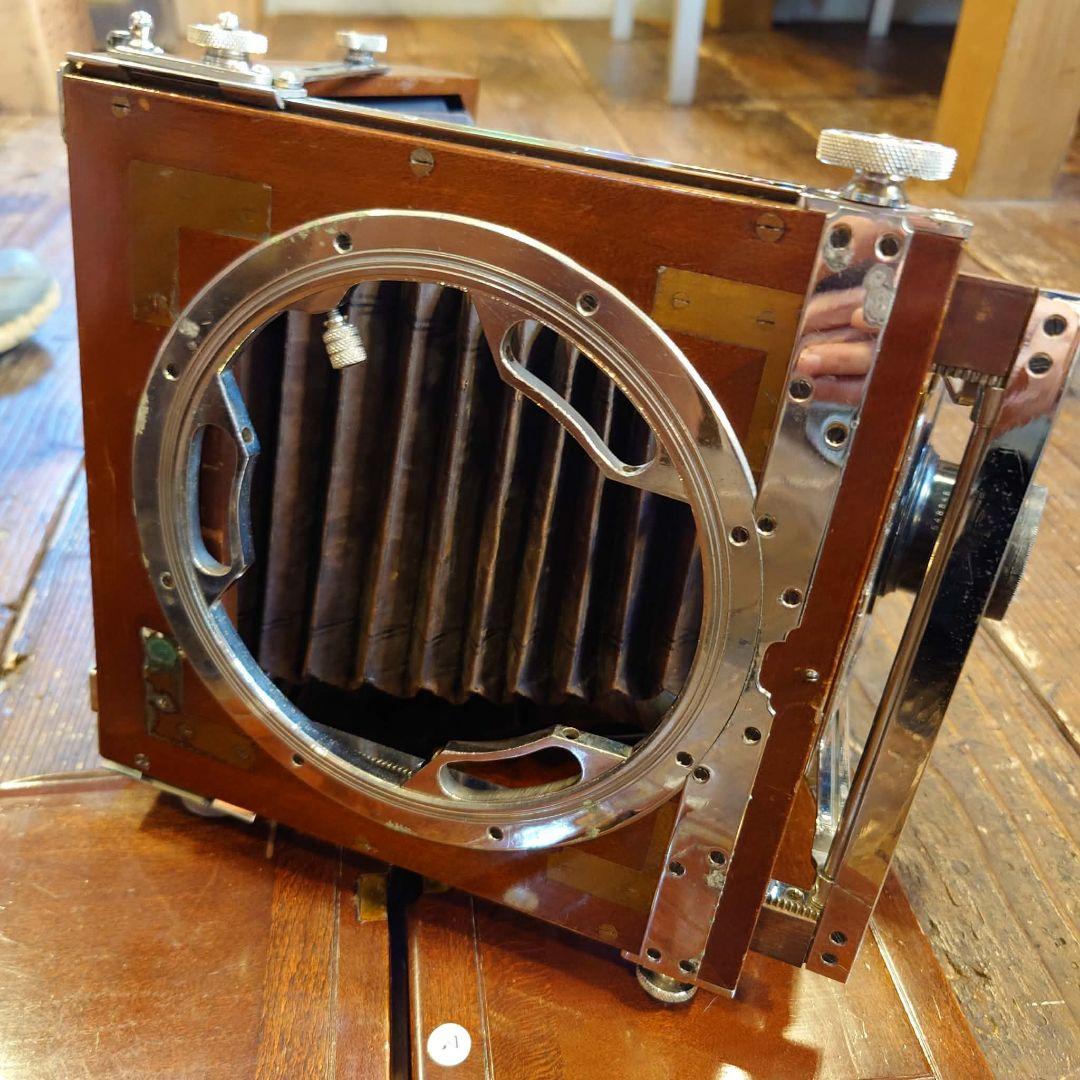 R.Konishi 木製 大判カメラ 蛇腹カメラ シャッター レンズ 三脚 - メルカリ