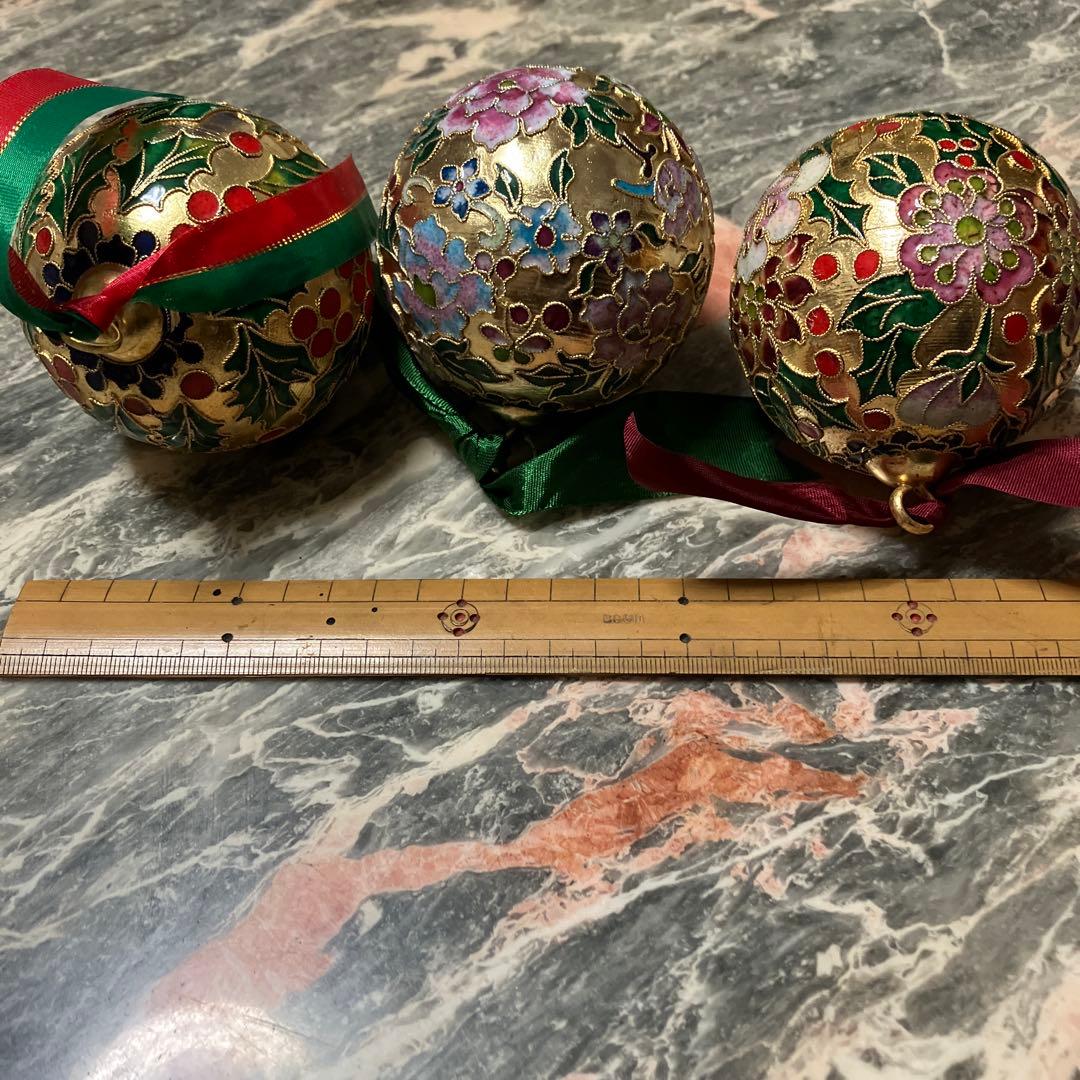 七宝焼クリスマスオーナメント3個Ａ