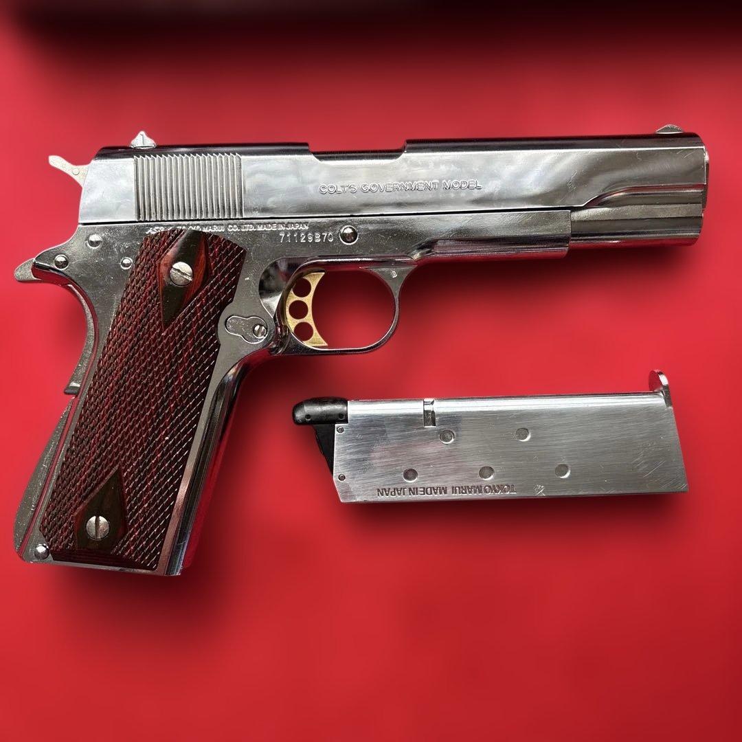東京マルイ　豪華カスタム　コルトガバメント　S70 ニッケルフィニッシュ　木製