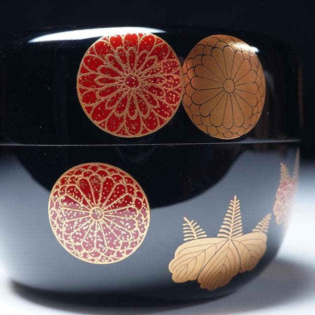 川端近左 高台寺蒔絵平棗 共箱 茶道具 茶器 薄茶 菊桐