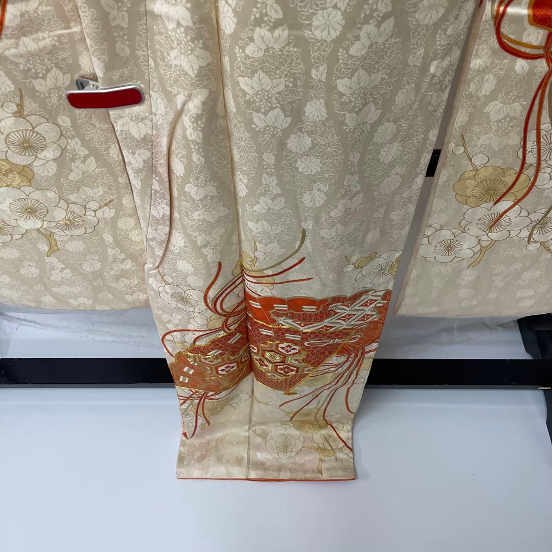 振袖 金駒刺繍 金彩 梅 組紐 扇文様 正絹 k434 振袖 着物 金駒刺繍
