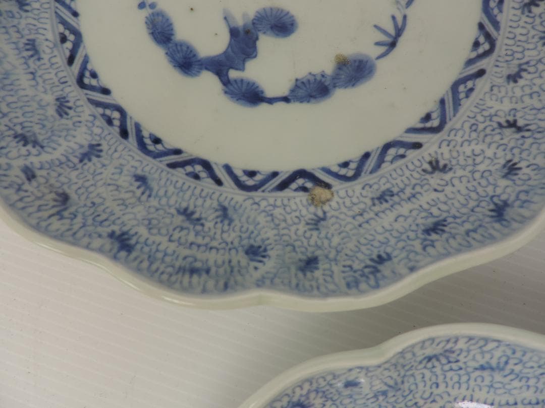 古伊万里　花みじん七寸皿　３枚　江戸時代