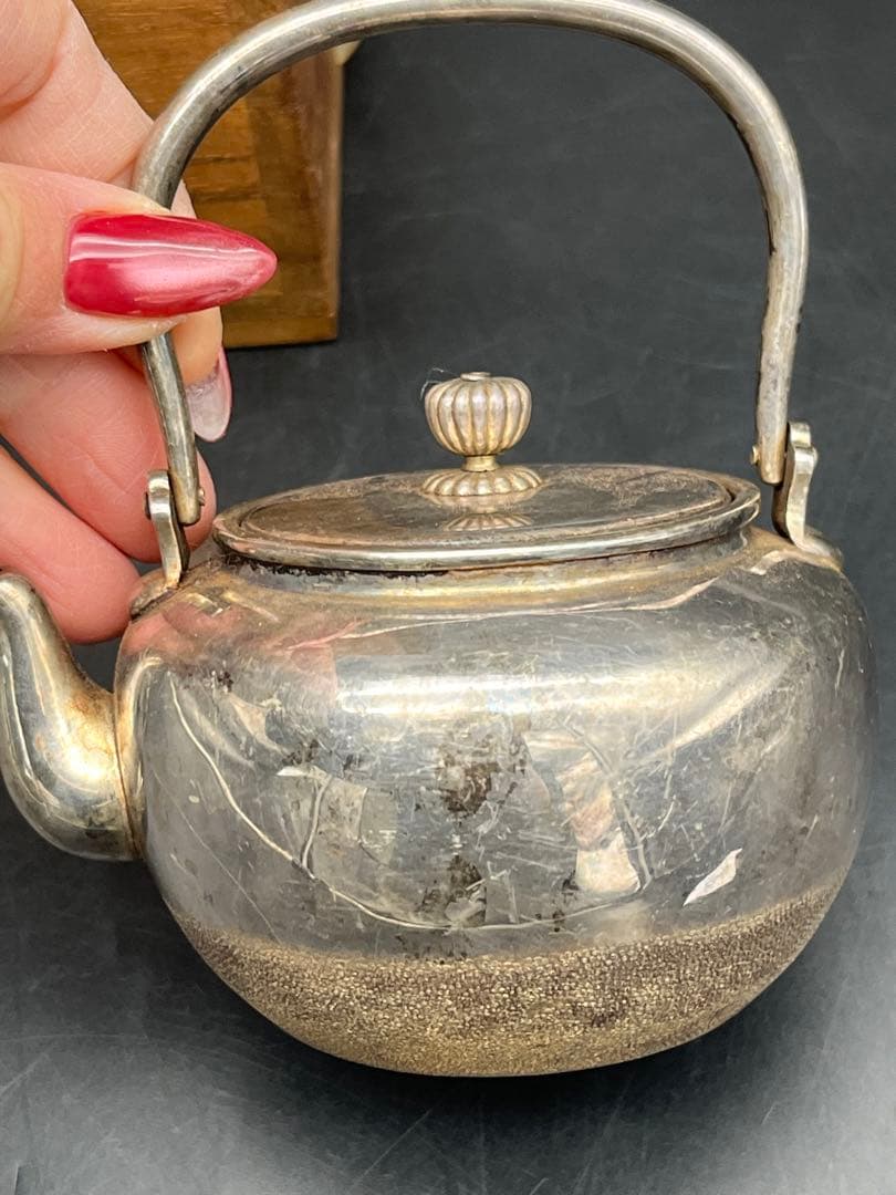 【純銀製】急須 箱付き 刻印あり