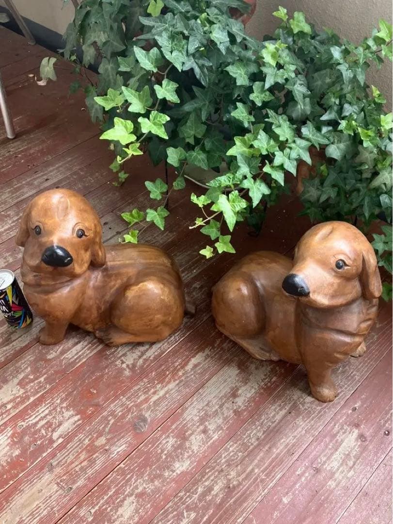 犬の置物 木彫り アンティーク