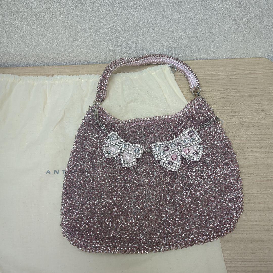 アンテプリマ　ワンショルダー　ワイヤーバッグ　ピンク　チャーム付き　2WAY