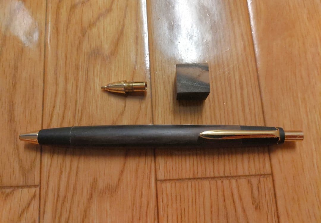 野原工芸 旧型シャープペンシル 黒柿 固定式口金、ウッドキューブ付き