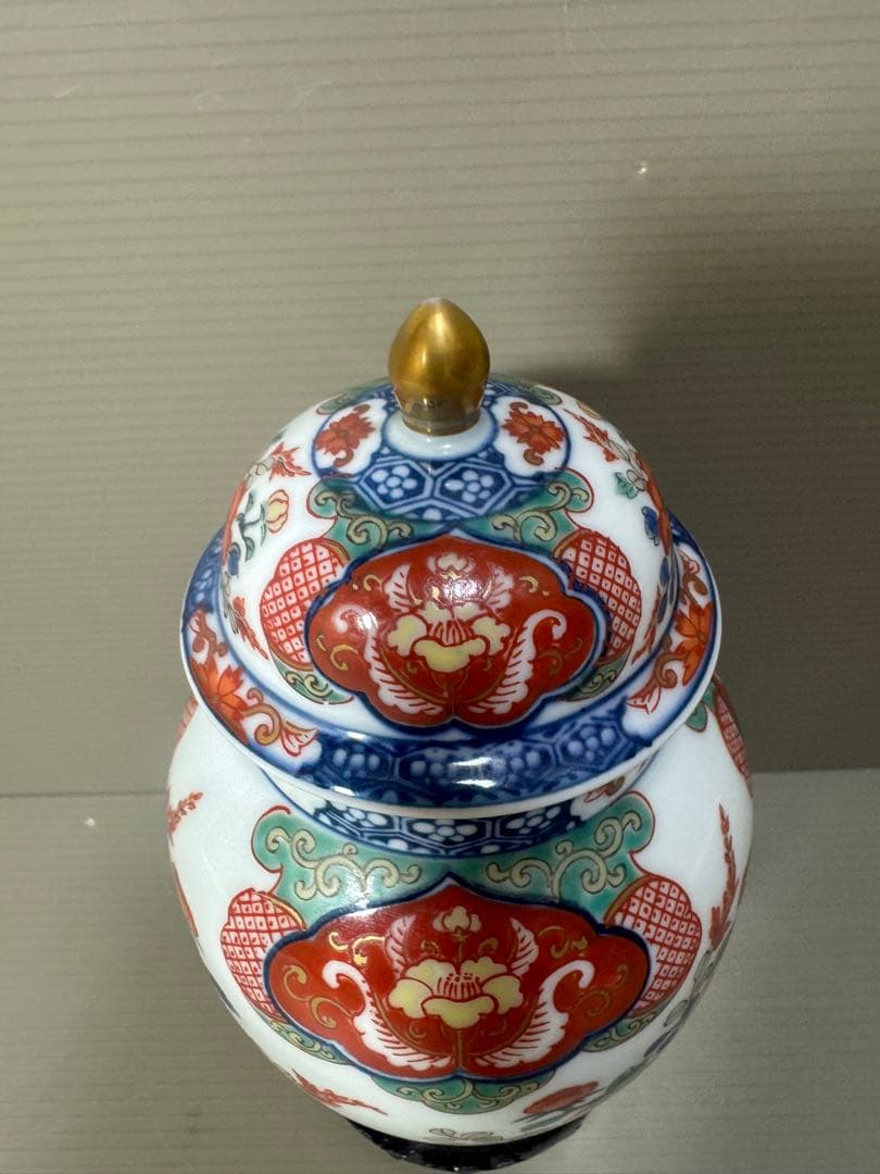 2179 有田焼 古伊萬里 沈香壷 花台付き