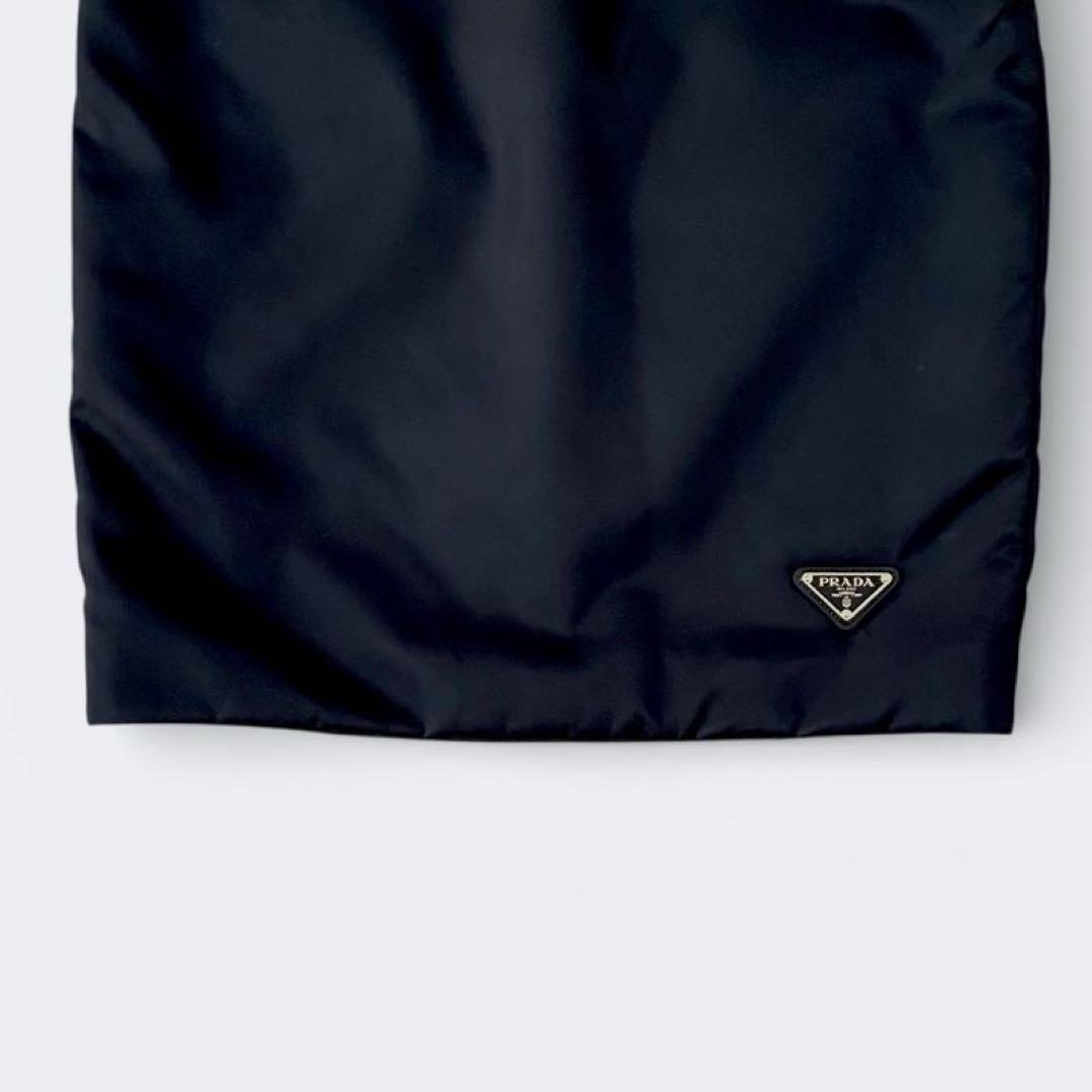 【美品】PRADA プラダ リナイロン ペンシルスカート 三角ロゴプレート 黒