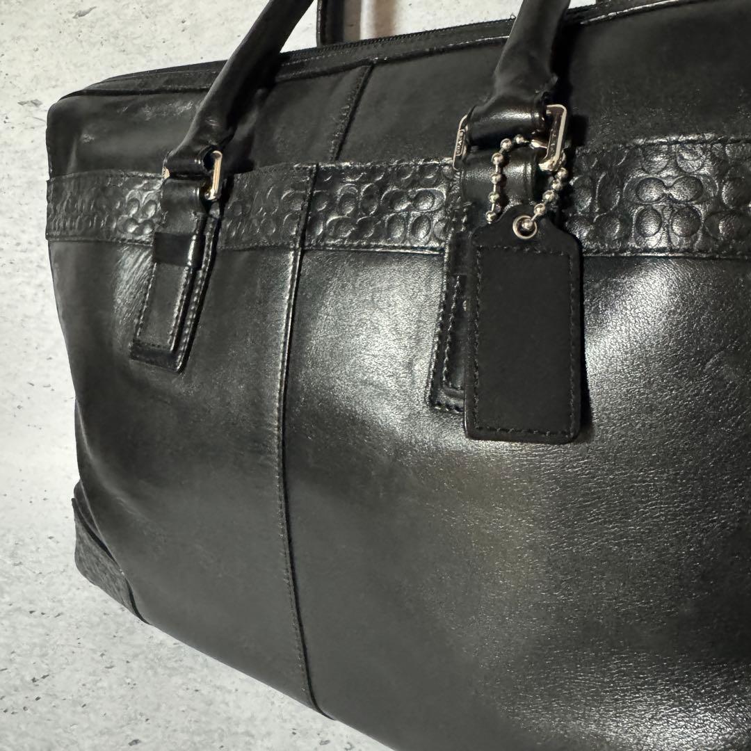 【美品】コーチ 本革 COACH ビジネスバッグ 2way ブラック 大容量