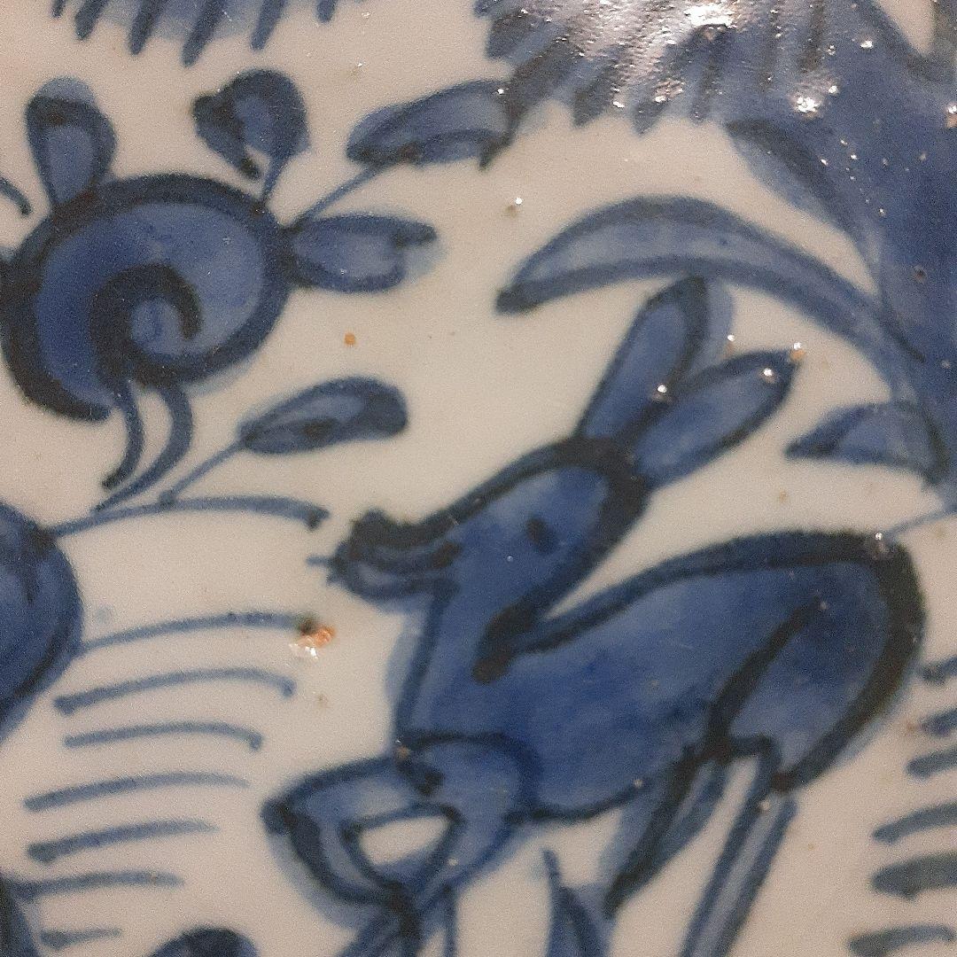 マ*オ様 中国明末清初古染付鹿文中皿