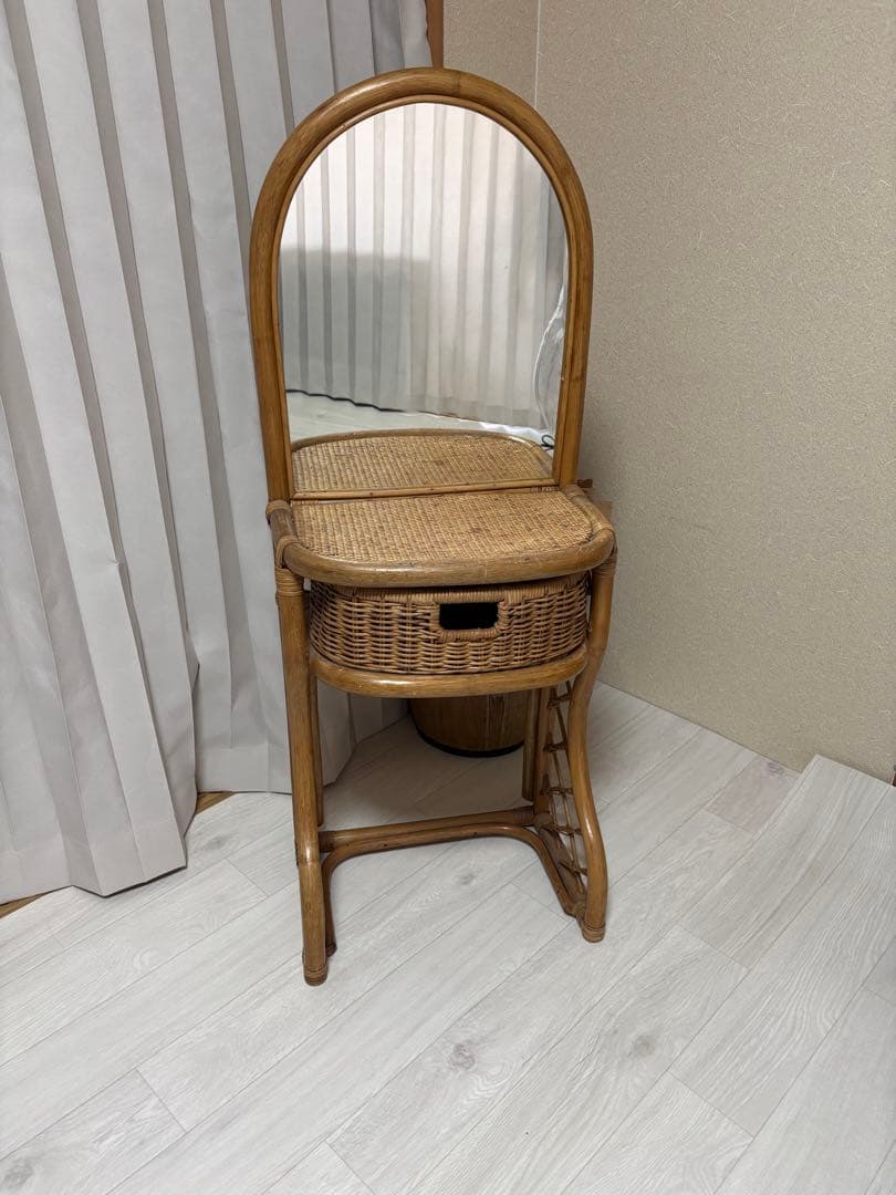 ラタン化粧台 ドレッサービンテージ アンティーク鏡台 レトロ - メルカリ