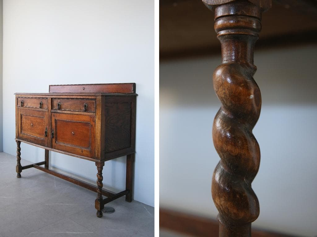 英国アンティーク木製サイドボード/キャビネット/チェスト/飾り棚(92