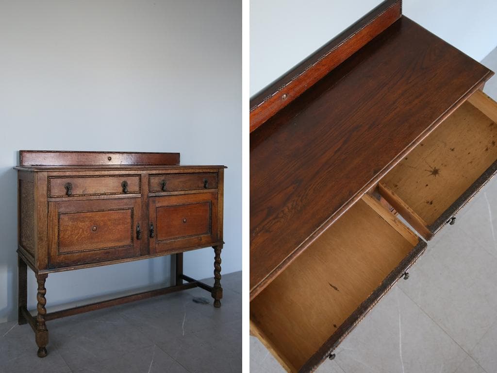 英国アンティーク木製サイドボード/キャビネット/チェスト/飾り棚(92