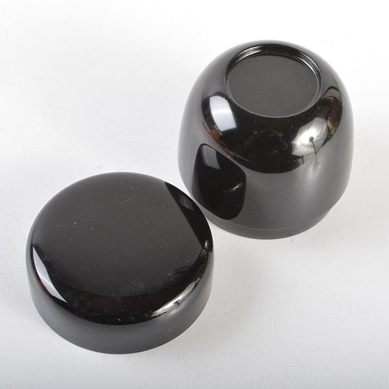 茶道具　山中塗工房　冴造　黒漆　真塗　中棗　共布共箱　V　R5691