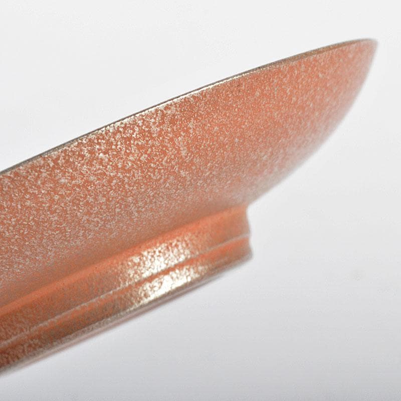 煎茶道具　吉村志扛造　純錫赤漆円式　托子　茶托　五客　共箱　M　R4708